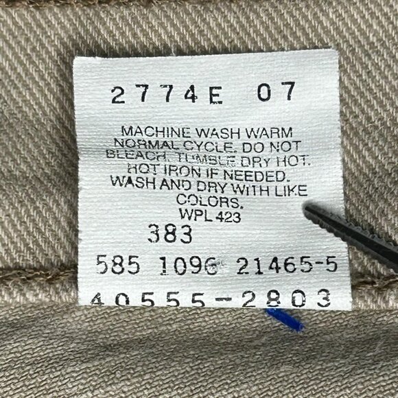 Levis 555 Jeans Mens 34x29.5 Tan Khaki Relaxed Fit Straight Leg Orange Tab USA - Picture 7 of 16